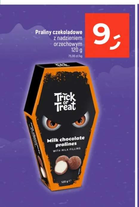Praliny czekoladowe z nadzieniem orzechowym Trick or Treat