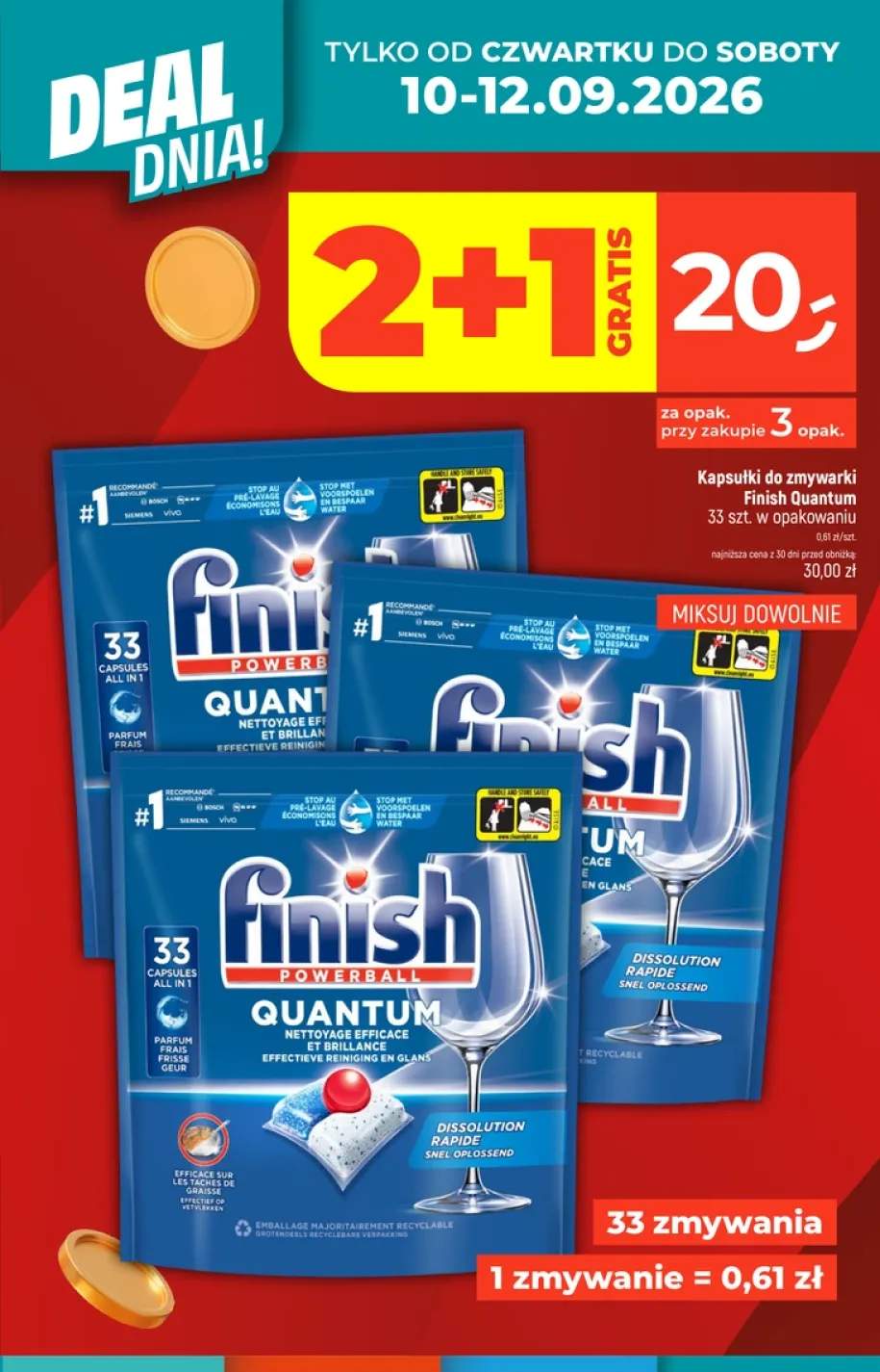 Kapsułki do zmywarki Finish Quantum 33-pak