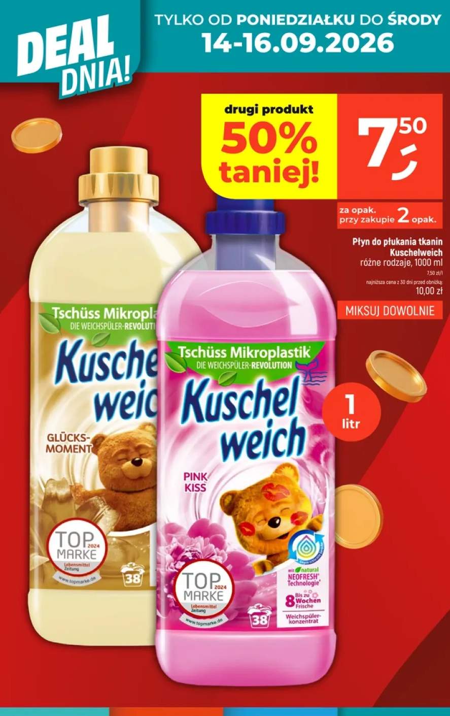 Płyn do płukania tkanin Kuschelweich Pink Kiss