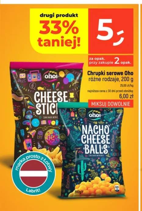 Chrupki serowe Oho! Cheese Sticks +1 wariant