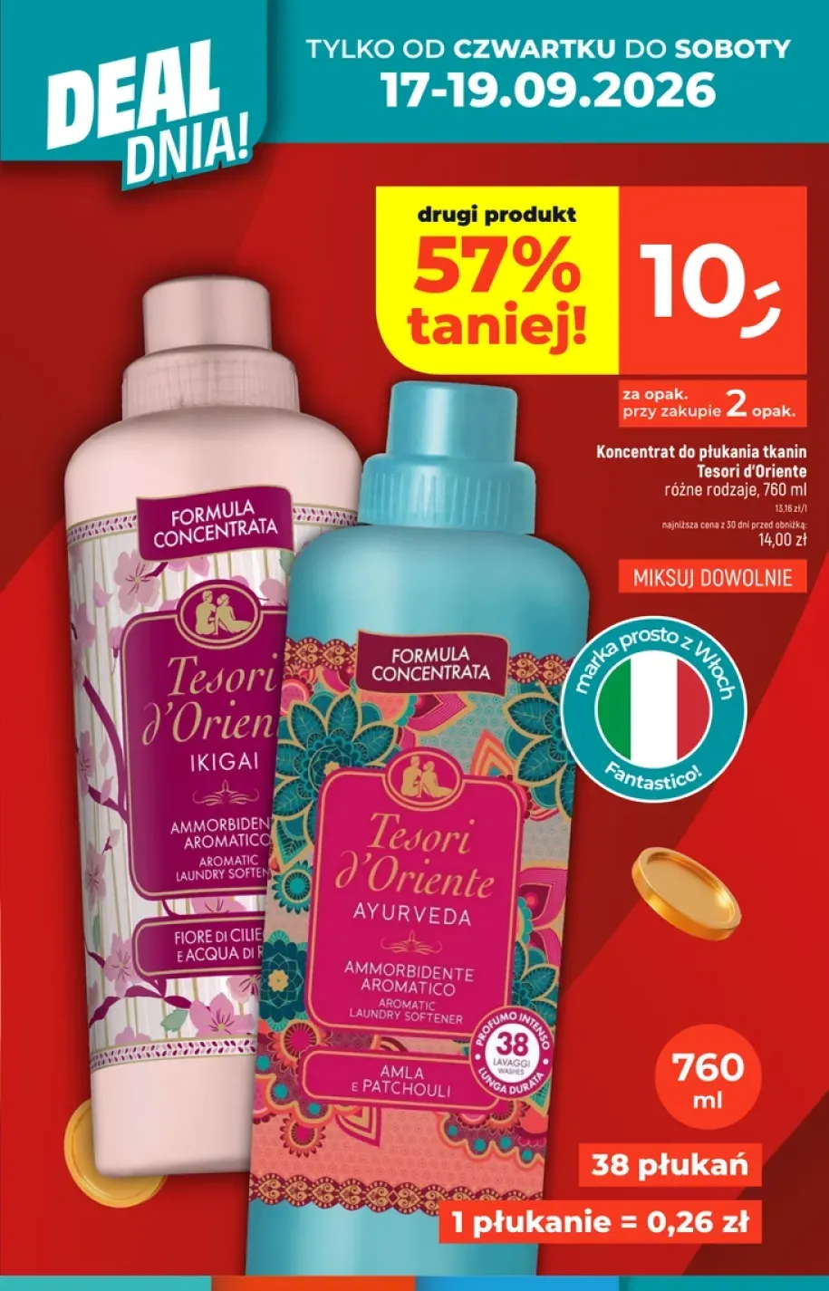 Koncentrat do płukania tkanin Tesori d'Oriente Ayurveda +1 wariant