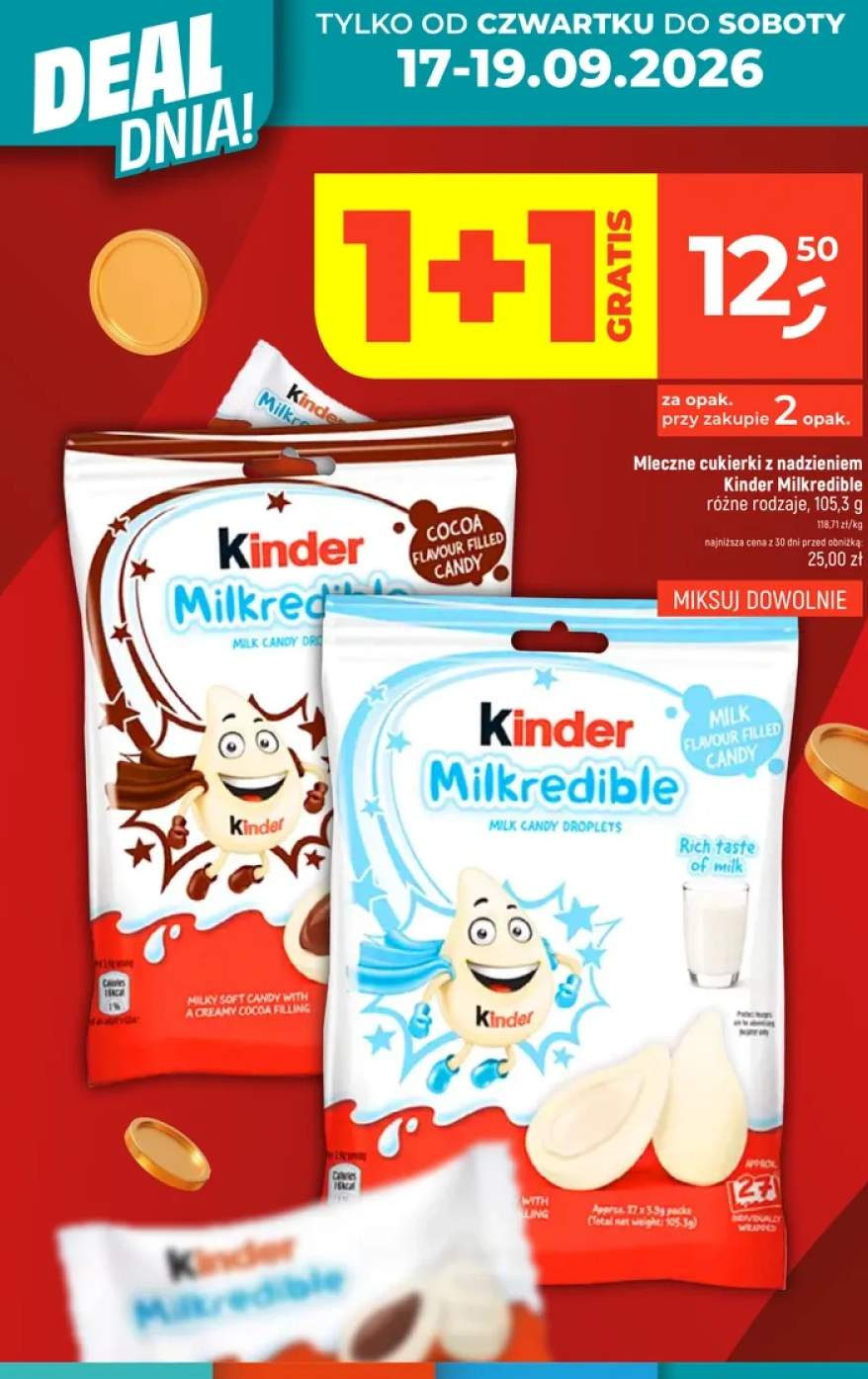 Mleczne cukierki z nadzieniem Kinder Milkredible +1 wariant