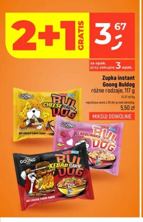 Zupka instant Goong Buldog Cheese Flavor +2 warianty