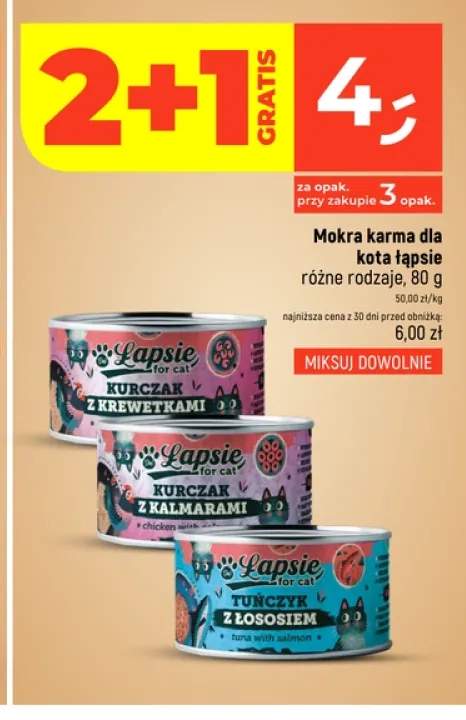 Mokra karma dla kota Łapsie kurczak z krewetkami +2 warianty