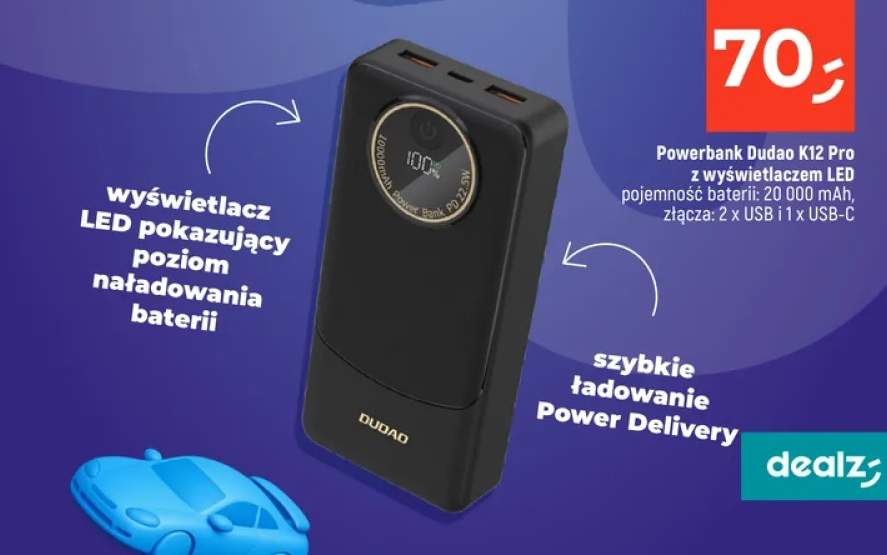 Powerbank Dudao K12 Pro z wyświetlaczem LED