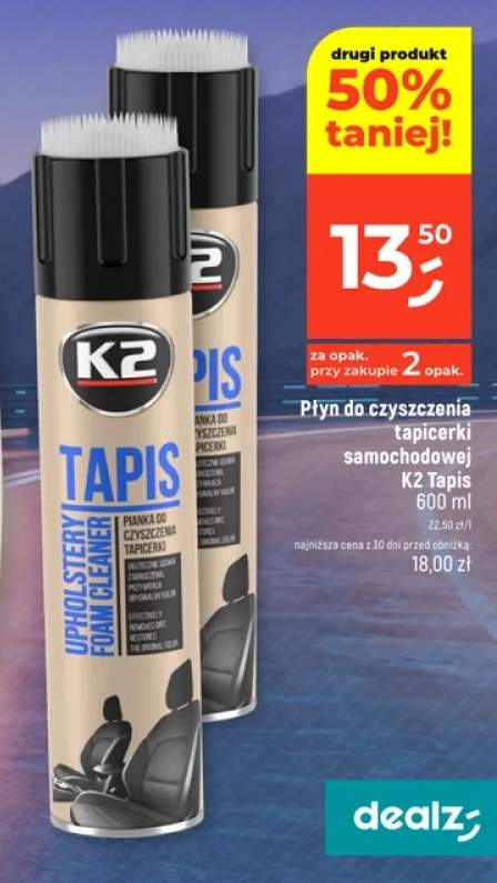 Płyn do czyszczenia tapicerki samochodowej K2 Tapis