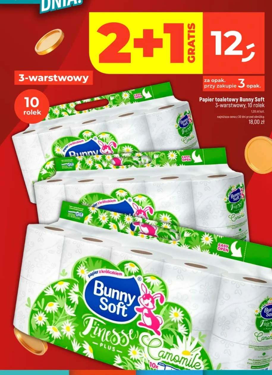 Papier toaletowy Bunny Soft Finesse Camomile 3-warstwowy 10-pak