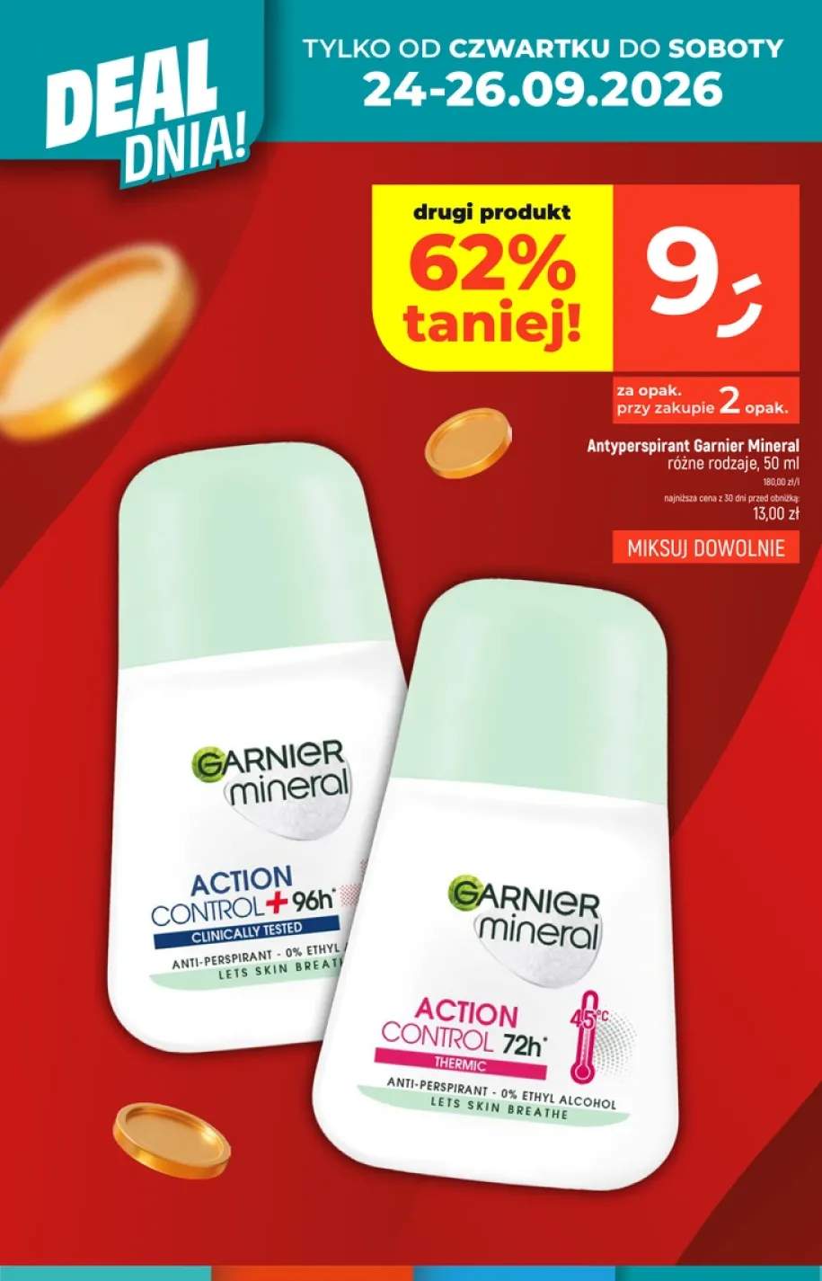 Antyperspirant Garnier Mineral Action Control 72h Thermic +1 wariant
