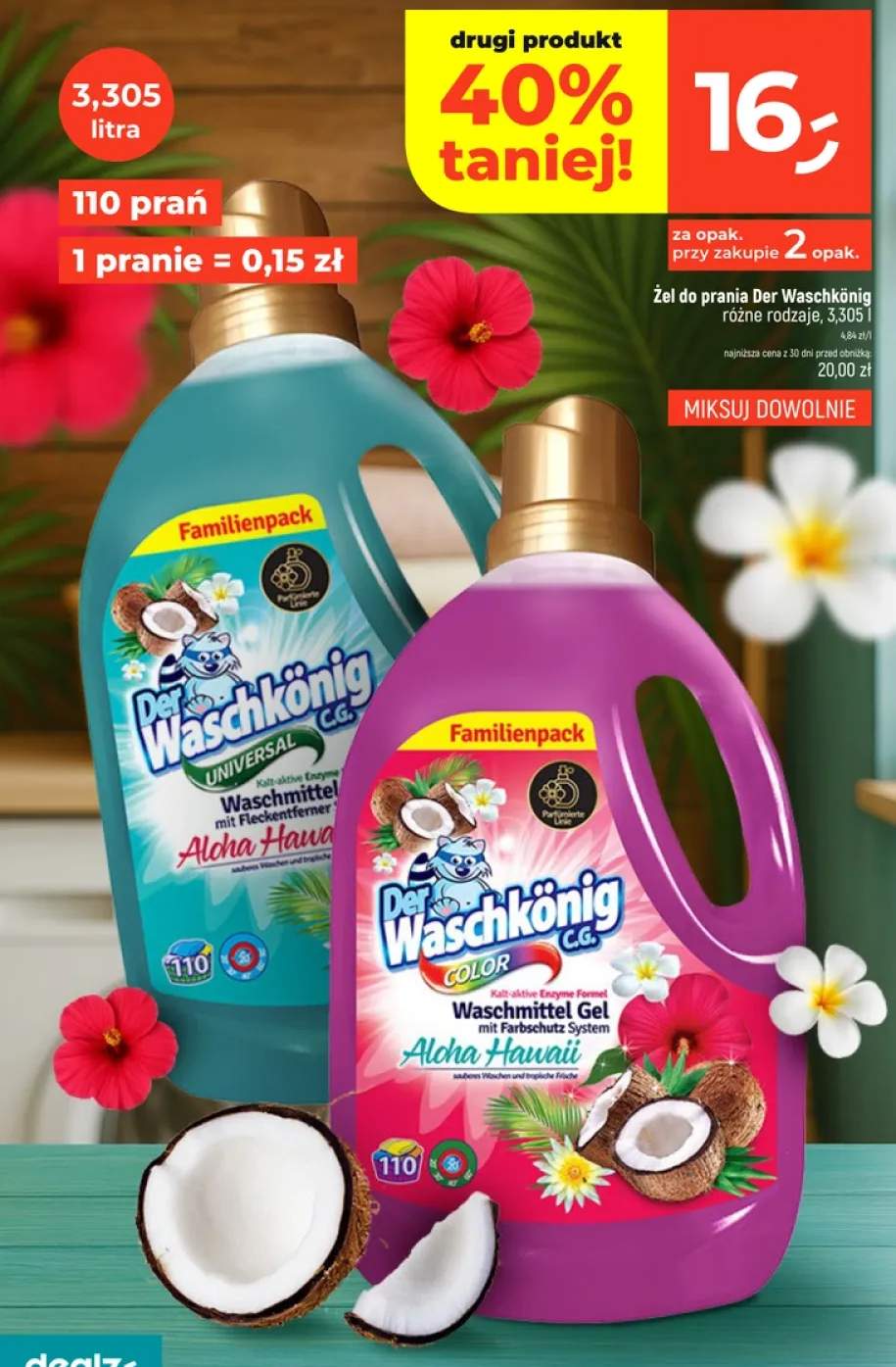 Żel do prania Der Waschkönig Universal Aloha Hawaii +1 wariant