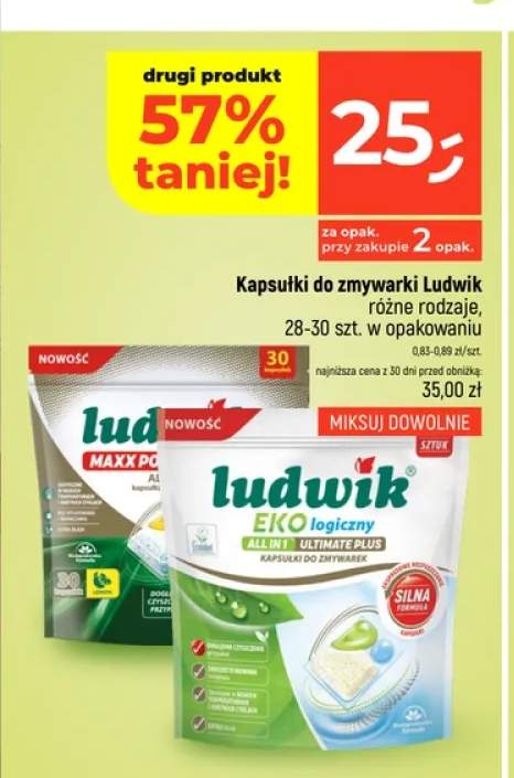 Kapsułki do zmywarki Ludwik Ekologiczny All in 1 Ultimate Plus +1 wariant