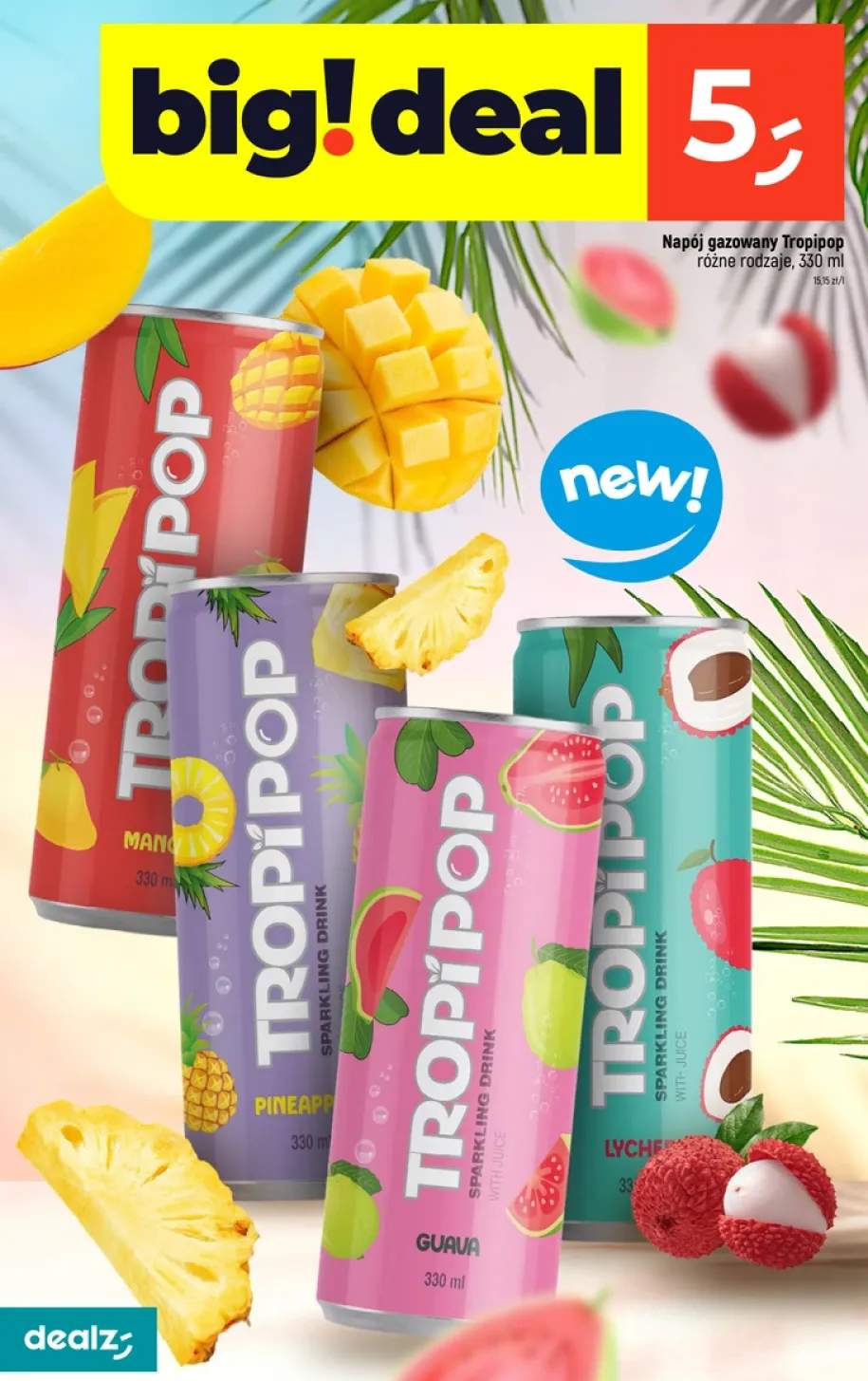 Napój gazowany Tropipop mango +3 warianty