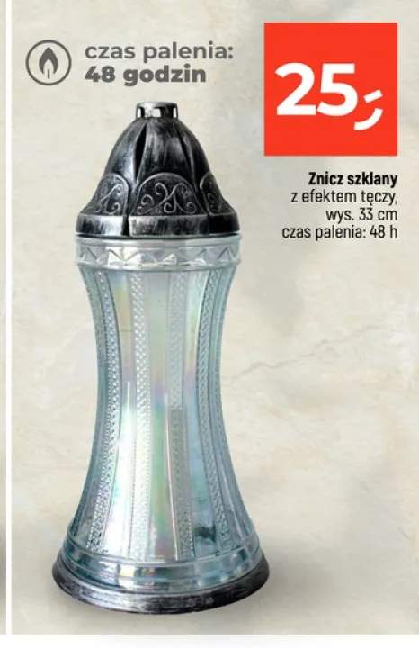 Znicz szklany z efektem tęczy