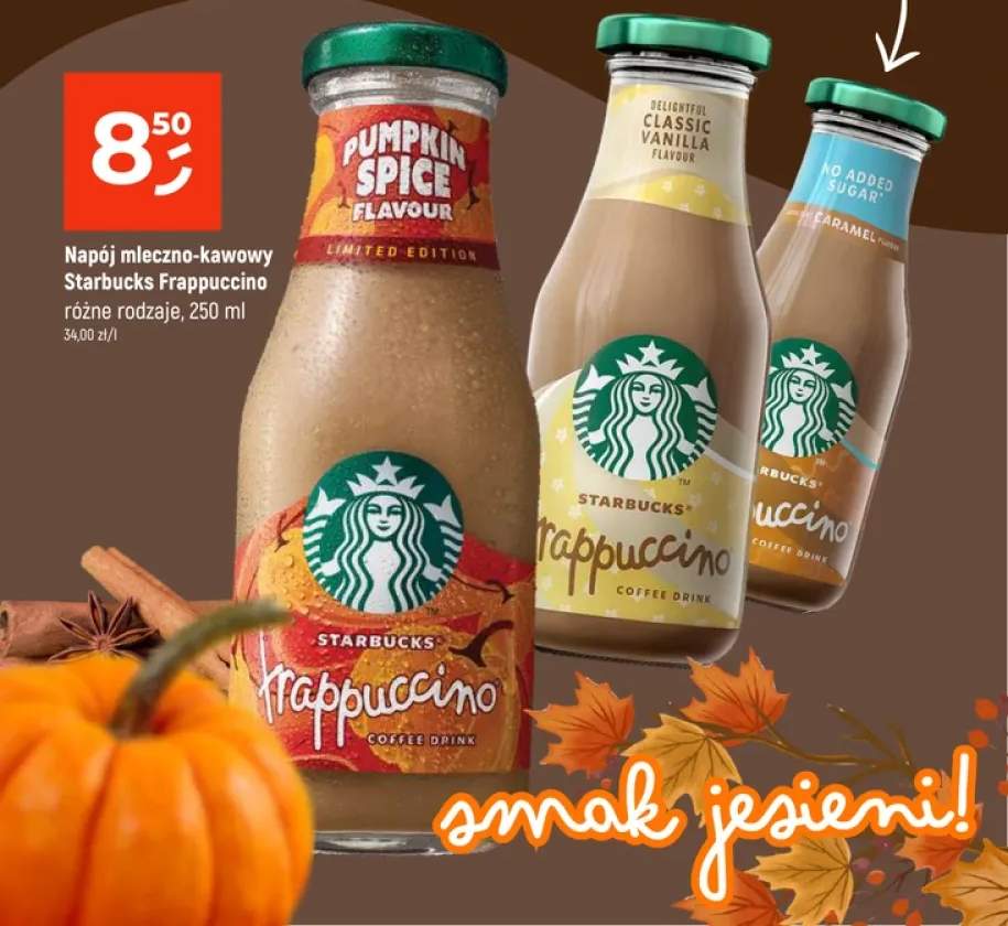 Napój mleczno-kawowy Starbucks Frappuccino Pumpkin Spice +2 warianty