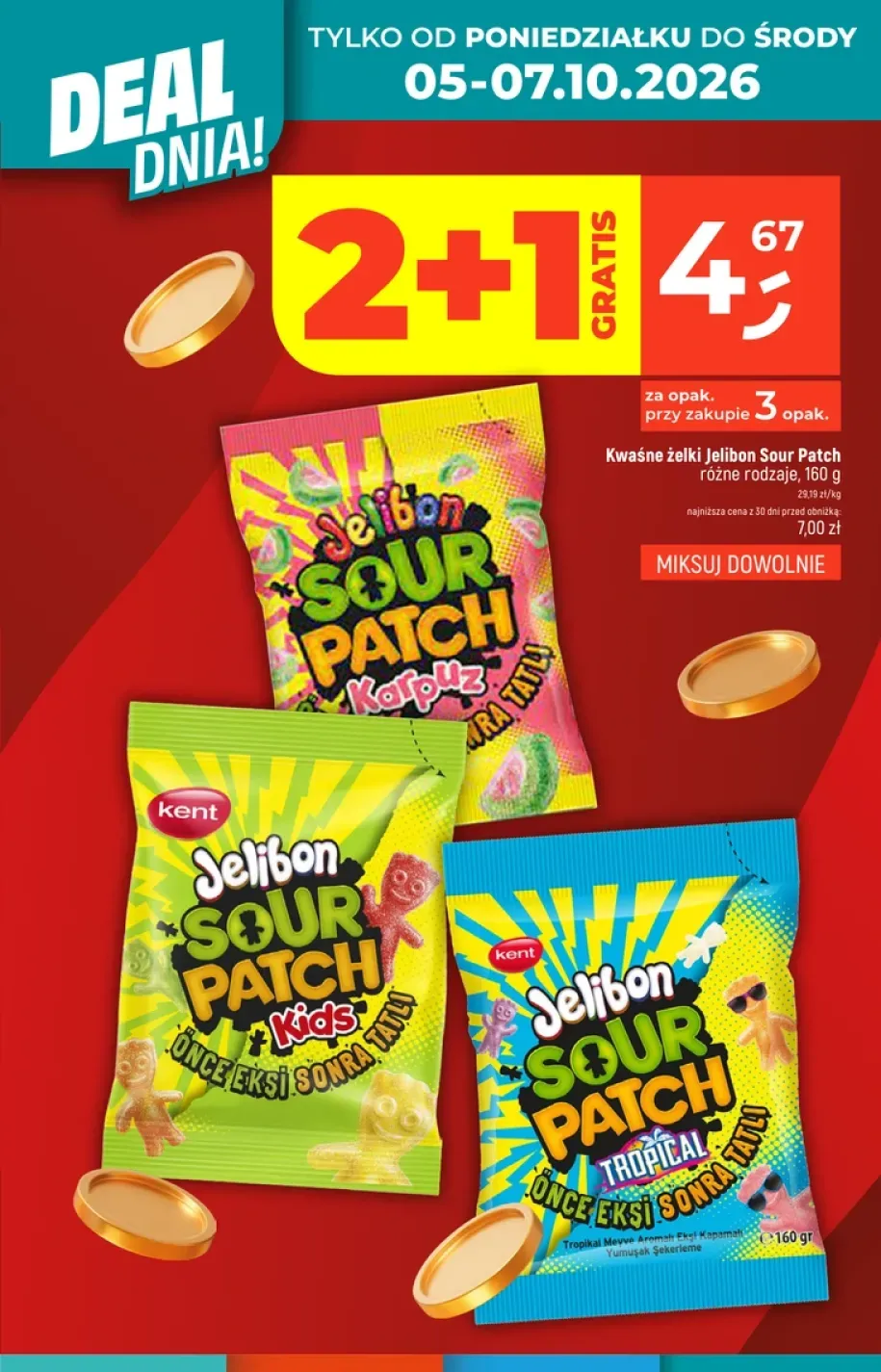 Kwaśne żelki Jelibon Sour Patch Karpuz +2 warianty