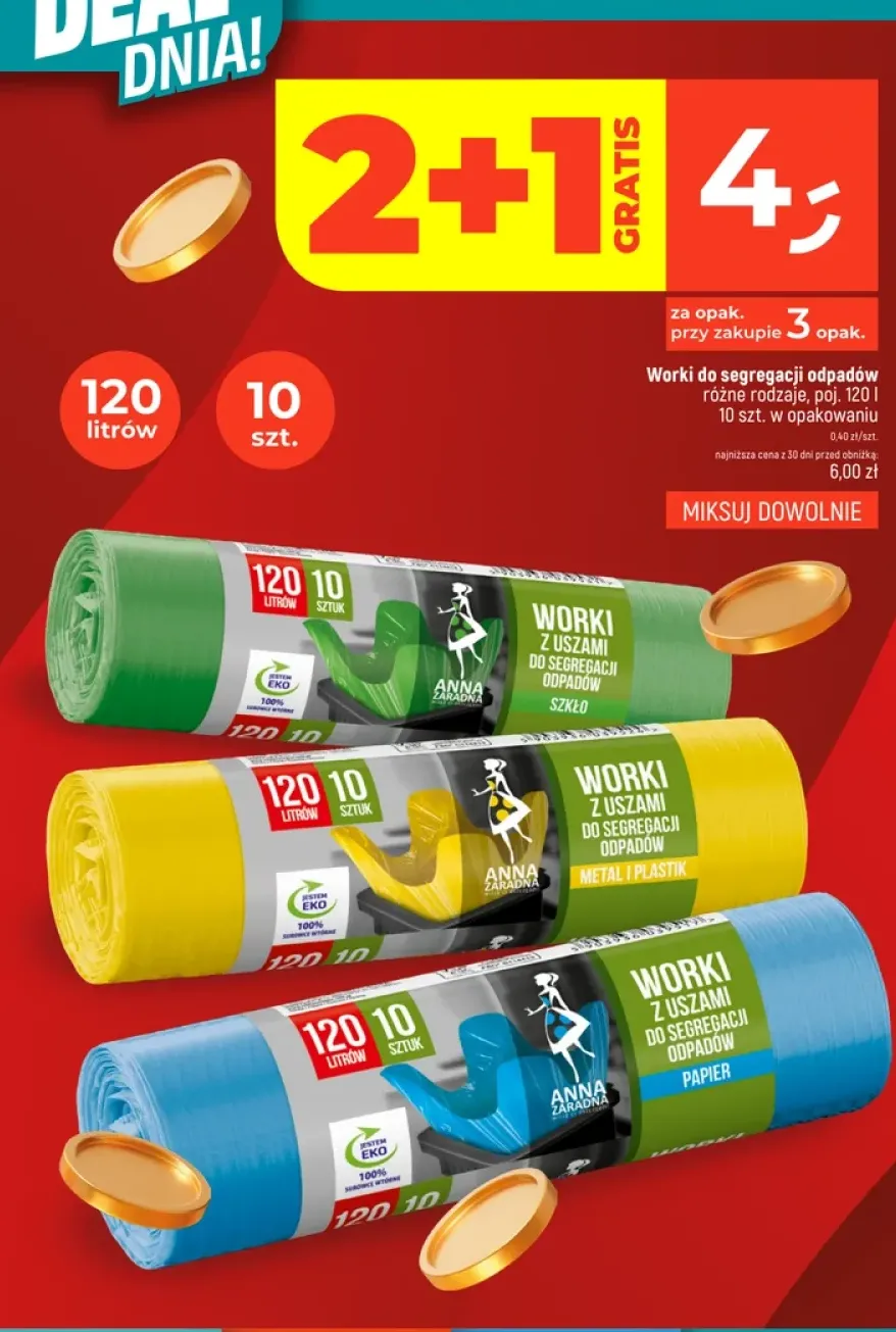 Worki do segregacji odpadów szkło 120 l Anna Zaradna +2 warianty