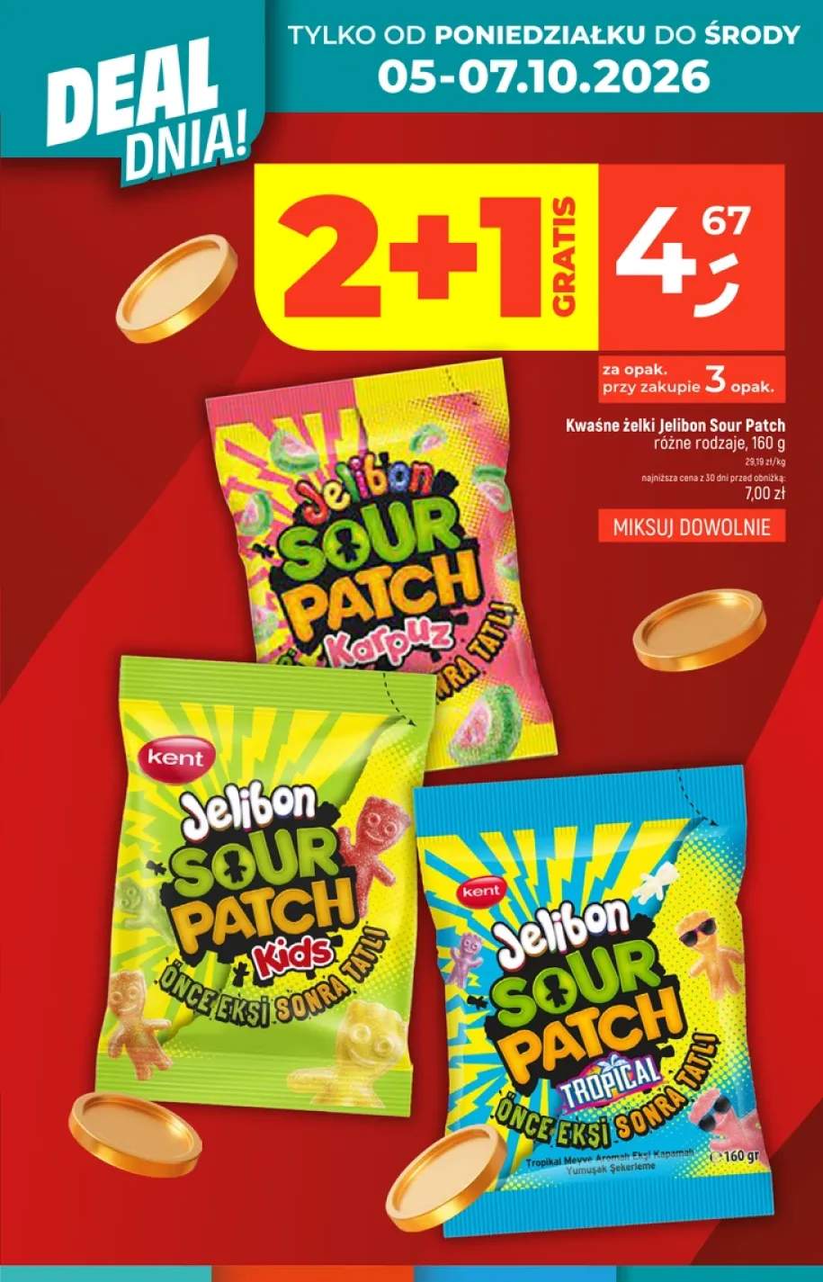 Kwaśne żelki Jelibon Sour Patch Karpuz +2 warianty