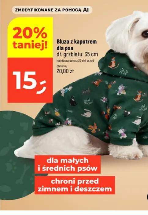 Bluza z kapturem dla psa dł. grzbietu 35 cm