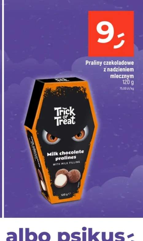 Praliny czekoladowe z nadzieniem mlecznym Trick or Treat