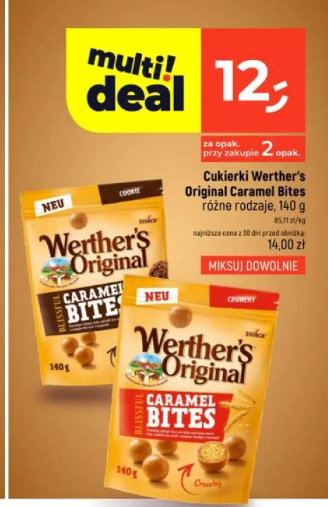 Cukierki Werther's Original Caramel Bites Cookie +1 wariant