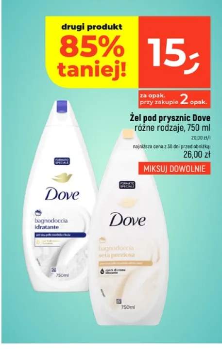 Żel pod prysznic Dove Idratante +1 wariant