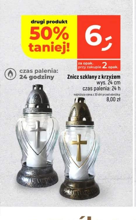 Znicz szklany z krzyżem