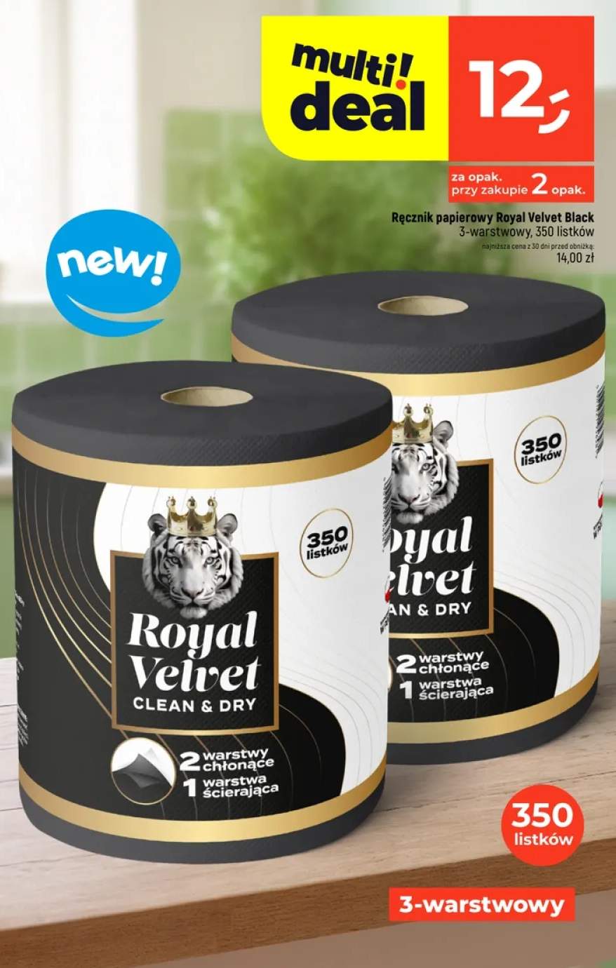Ręcznik papierowy Royal Velvet Black 3-warstwowy 350 listków