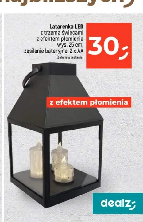Latarenka LED z trzema świecami z efektem płomienia