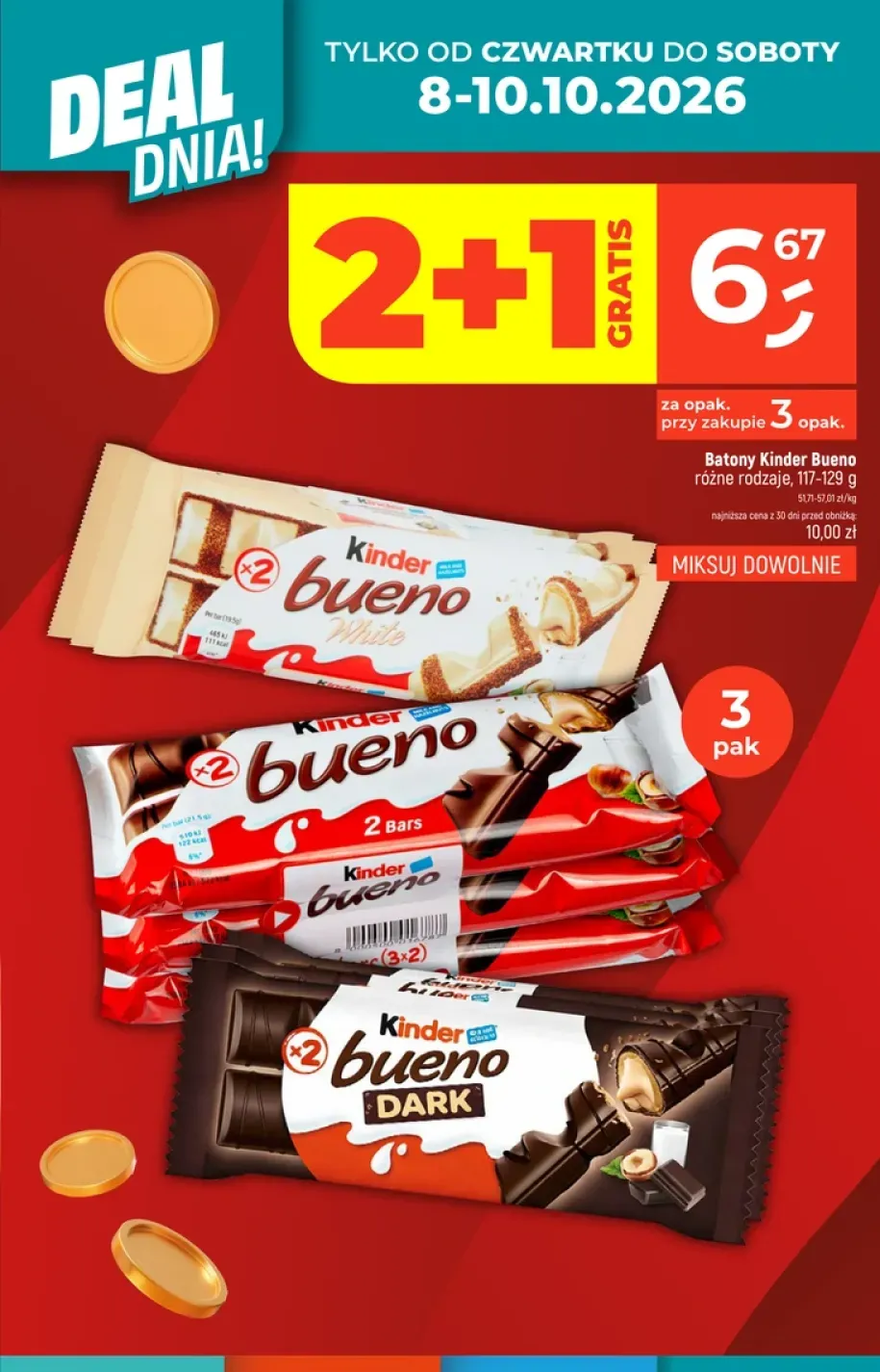 Batony Kinder Bueno White 3-pak +2 warianty