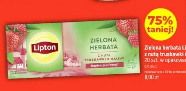 Zielona herbata Lipton z nutą truskawki i maliny