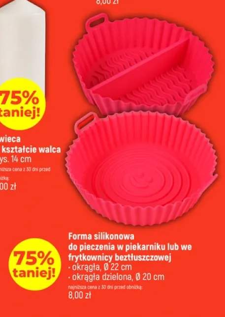 Forma silikonowa do pieczenia w piekarniku lub we frytkownicy beztłuszczowej okrągła Ø 22 cm +1 wariant