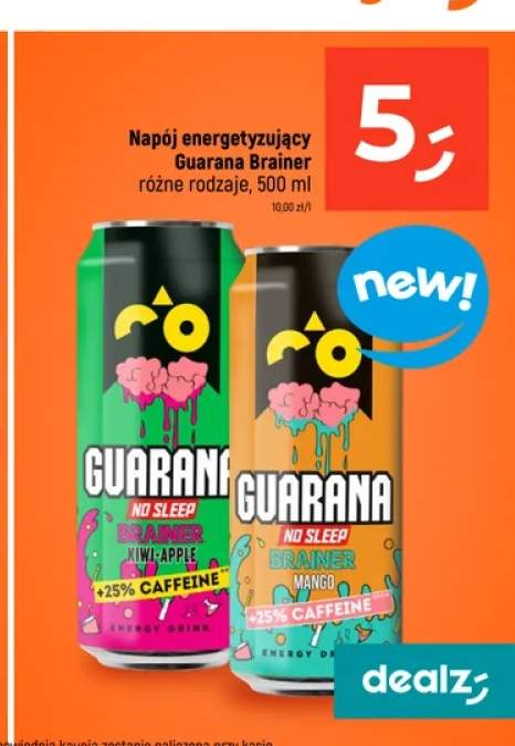 Napój energetyzujący Guarana Brainer Kiwi-Apple +1 wariant