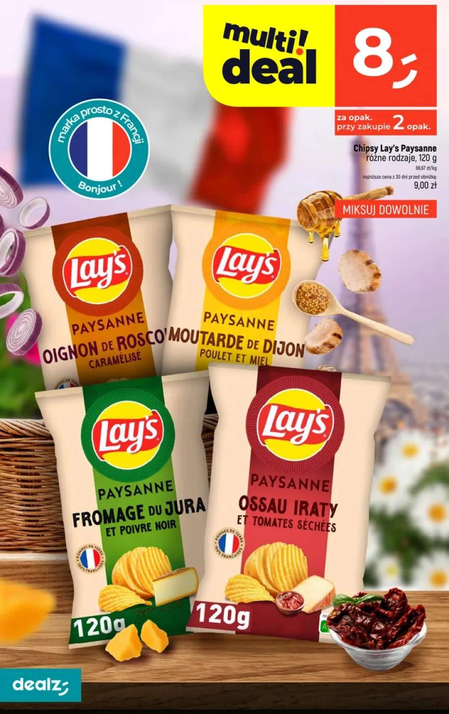 Chipsy Lay's Paysanne Oignon de Roscoff caramélisé +3 warianty