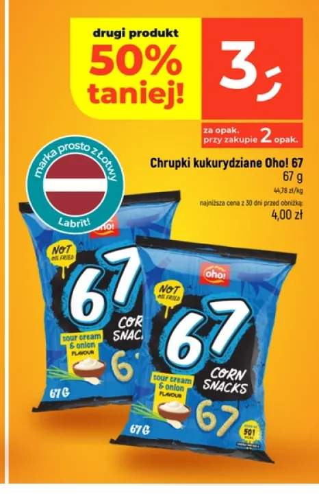 Chrupki kukurydziane Oho! 67 sour cream & onion