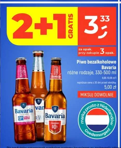 Piwo bezalkoholowe Bavaria Fruity Rose +2 warianty