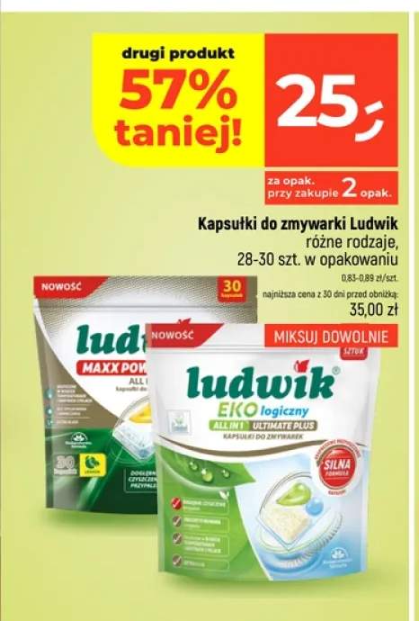 Kapsułki do zmywarki Ludwik Maxx Power All in 1 Lemon +1 wariant