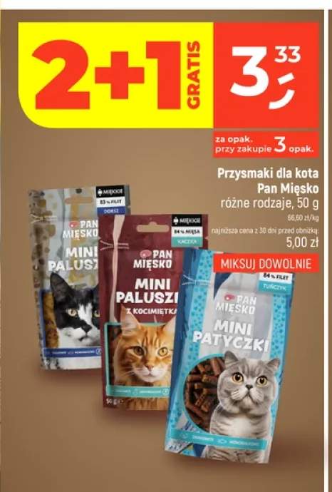Przysmaki dla kota Pan Mięsko mini paluszki z dorszem +2 warianty