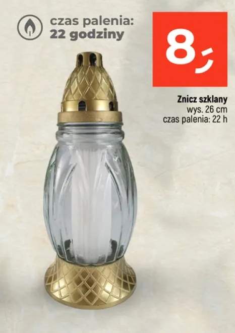 Znicz szklany czas palenia 22h