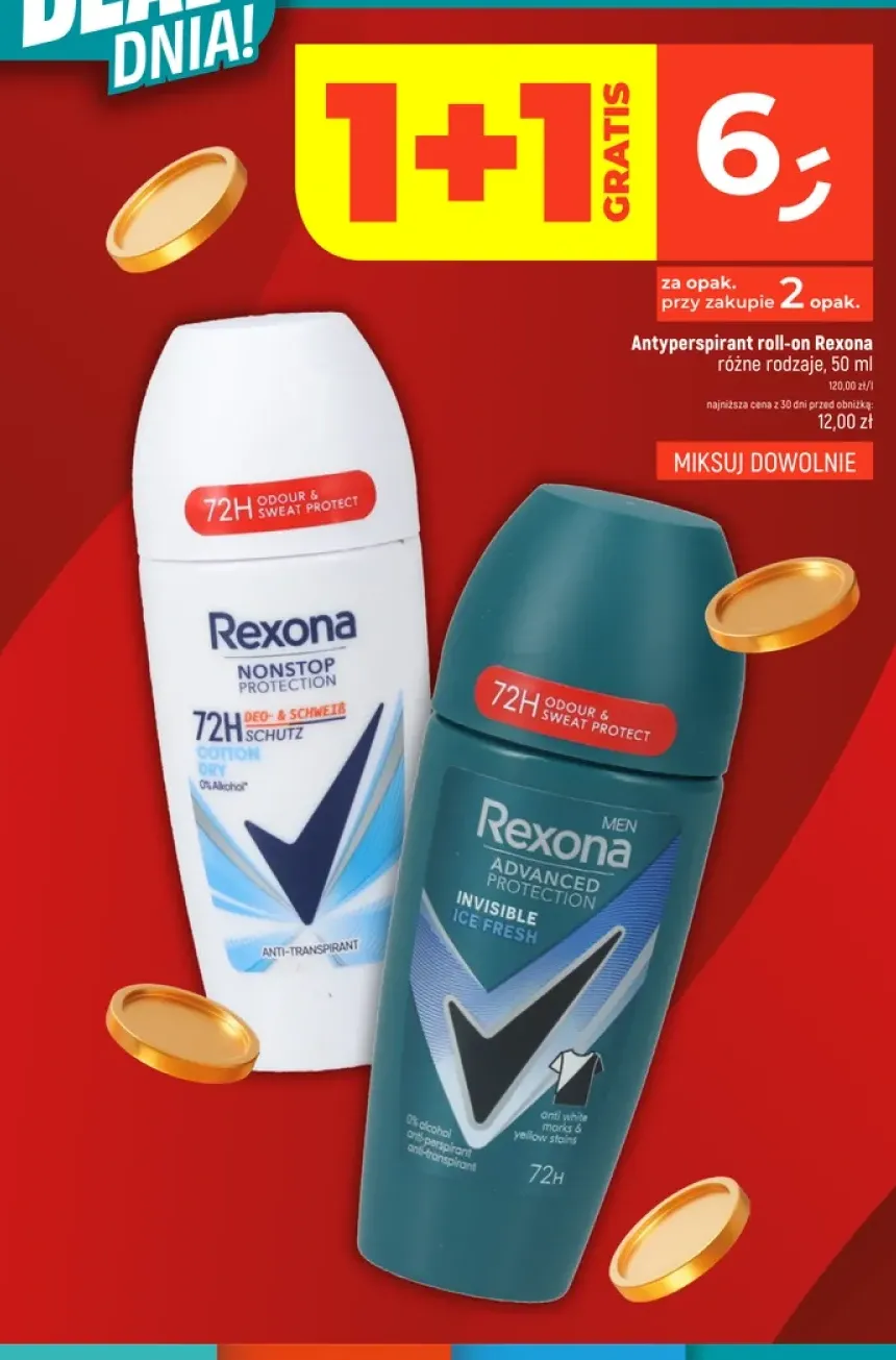 Antyperspirant roll-on Rexona Men Invisible Ice Fresh +1 wariant