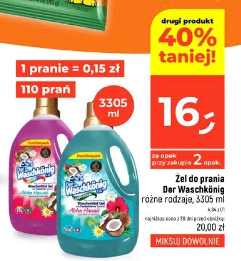 Żel do prania Der Waschkönig Color +1 wariant
