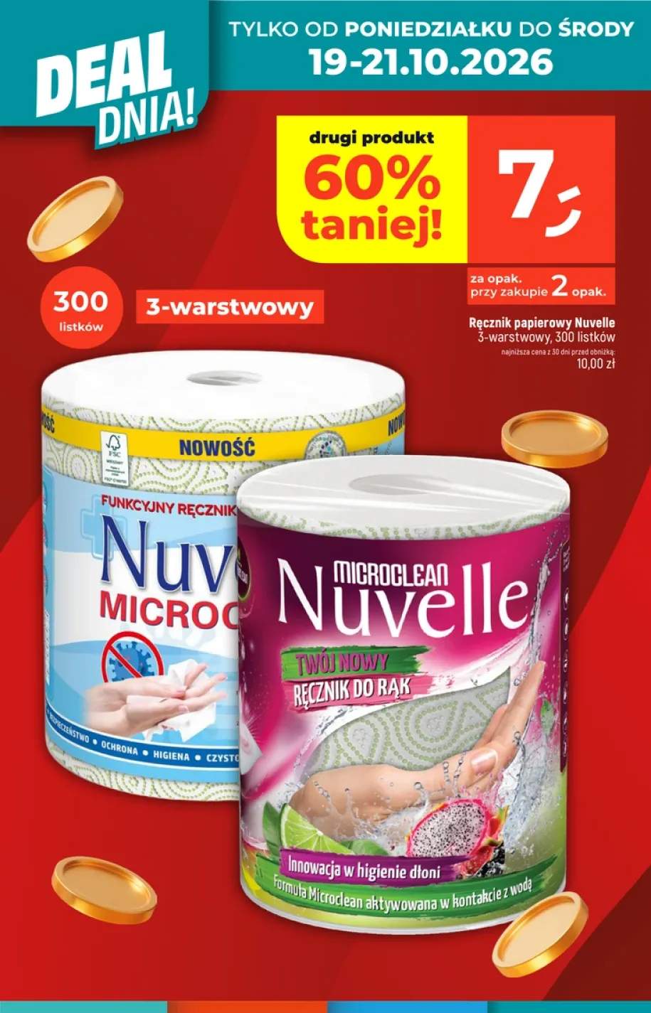 Ręcznik papierowy Nuvelle Microclean Funkcyjny 3-warstwowy 300 listków