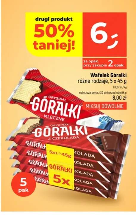 Wafelek Góralki mleczne 5-pak +1 wariant