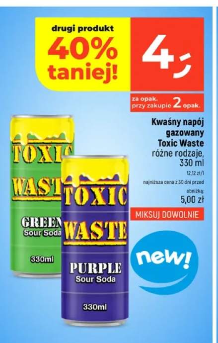 Kwaśny napój gazowany Toxic Waste Green Sour Soda +1 wariant