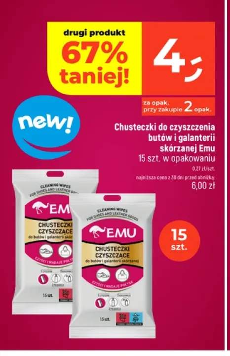 Chusteczki do czyszczenia butów i galanterii skórzanej Emu