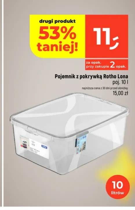 Pojemnik z pokrywką Rotho Lona 10 l