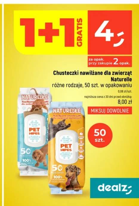 Chusteczki nawilżane dla zwierząt Naturelle