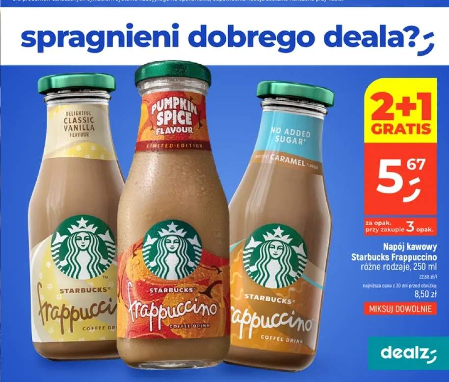 Napój kawowy Starbucks Frappuccino classic vanilla +2 warianty