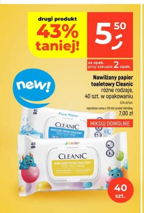 Nawilżany papier toaletowy Pure Water Cleanic +1 wariant