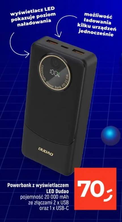 Powerbank z wyświetlaczem LED Dudao