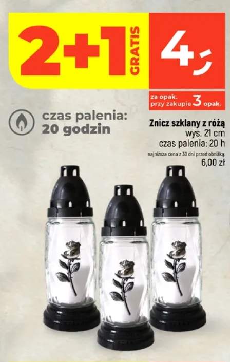 Znicz szklany z różą