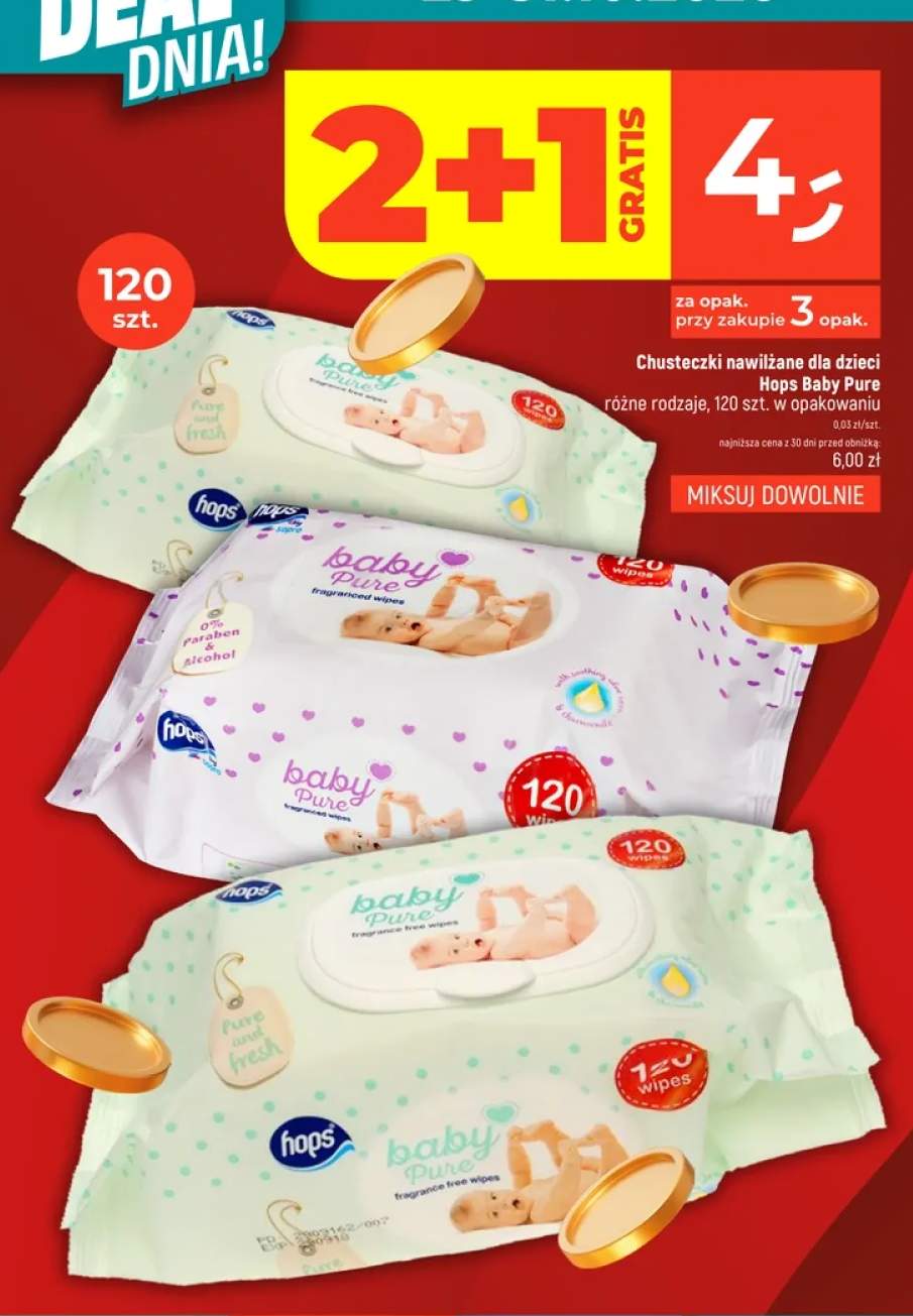 Chusteczki nawilżane dla dzieci Hops Baby Pure